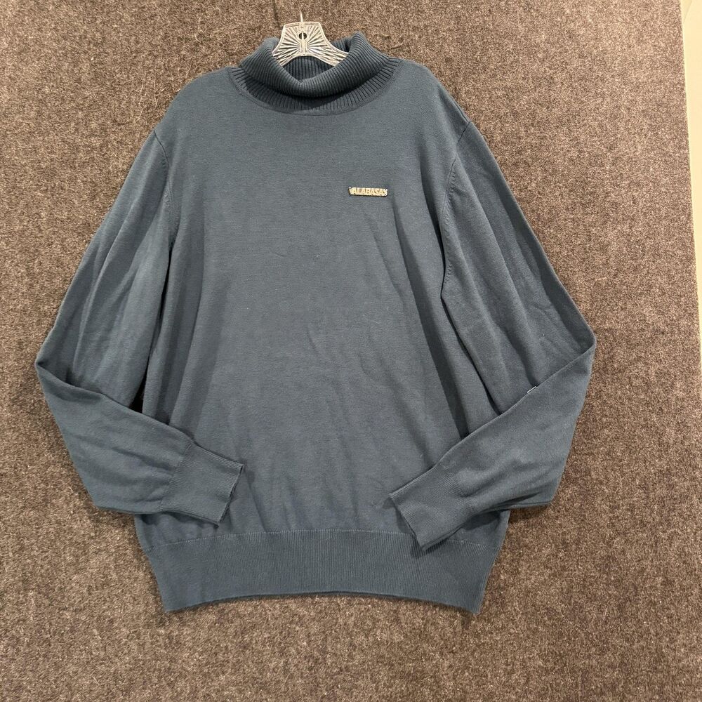 Valabasas Sweater Men's XL Blue Indigo Turtleneck Prestanza Cashmere Blend